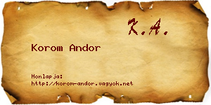 Korom Andor névjegykártya
